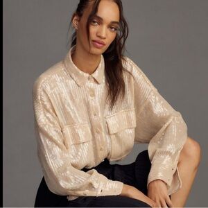 Pilcro Sequin Buttondown Shirt